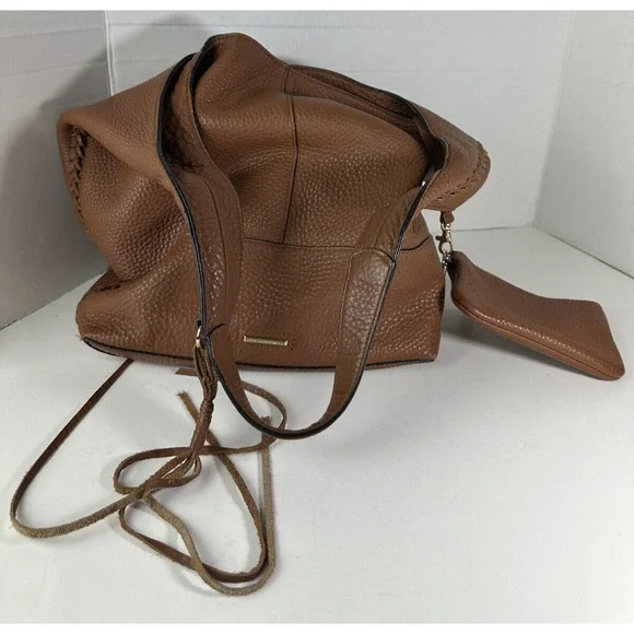 Rebecca Minkoff Leather Unlined Slouchy Hobo With Whipstitch Almond Bag Tassel - Picture 10 of 12